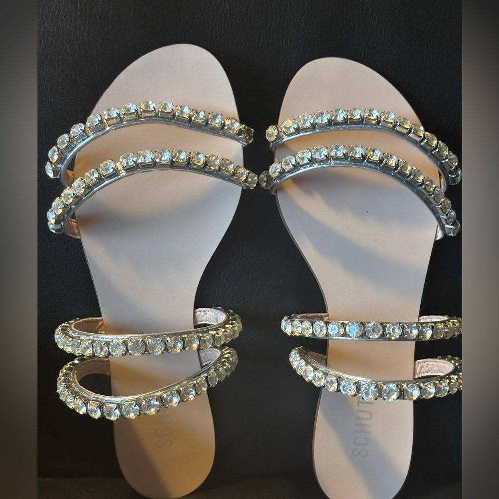 SCHUTZ Chic Rhinestone BOHO sandals pre-owned size 8.5